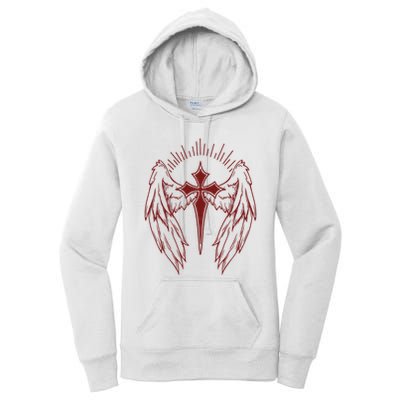 Gothic Cross And Wings Goth Egirl Eboy Emo Alt Women's Pullover Hoodie