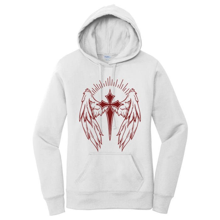 Gothic Cross And Wings Goth Egirl Eboy Emo Alt Women's Pullover Hoodie