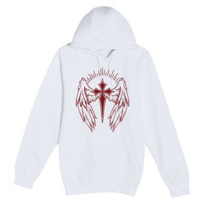 Gothic Cross And Wings Goth Egirl Eboy Emo Alt Premium Pullover Hoodie