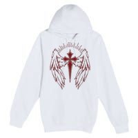 Gothic Cross And Wings Goth Egirl Eboy Emo Alt Premium Pullover Hoodie