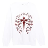 Gothic Cross And Wings Goth Egirl Eboy Emo Alt Premium Crewneck Sweatshirt