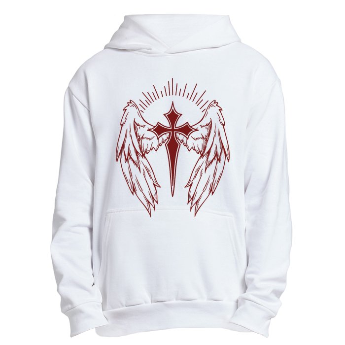 Gothic Cross And Wings Goth Egirl Eboy Emo Alt Urban Pullover Hoodie