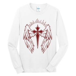 Gothic Cross And Wings Goth Egirl Eboy Emo Alt Tall Long Sleeve T-Shirt