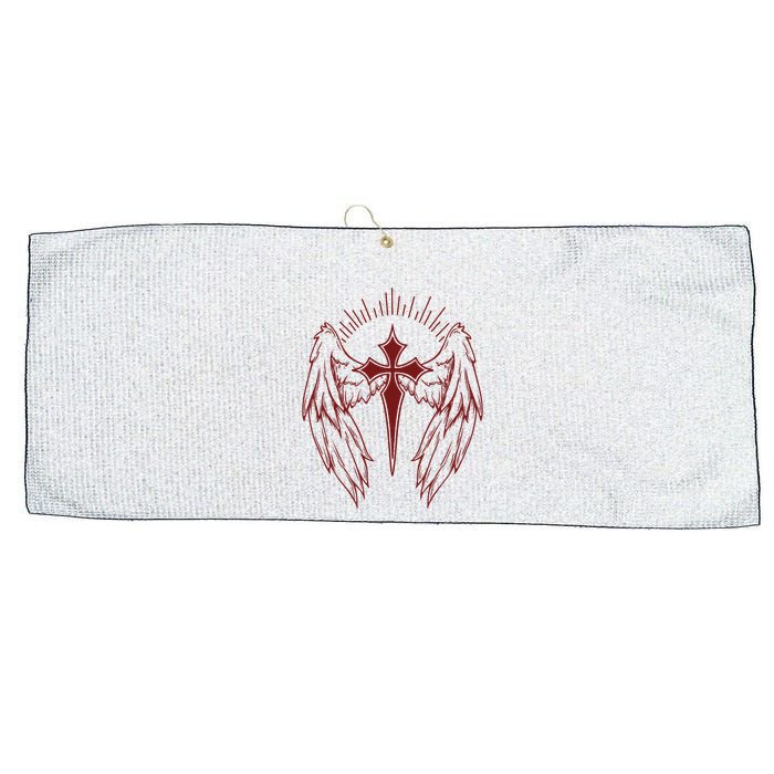 Gothic Cross And Wings Goth Egirl Eboy Emo Alt Large Microfiber Waffle Golf Towel