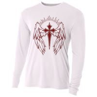 Gothic Cross And Wings Goth Egirl Eboy Emo Alt Cooling Performance Long Sleeve Crew