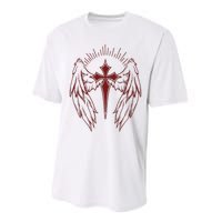 Gothic Cross And Wings Goth Egirl Eboy Emo Alt Performance Sprint T-Shirt