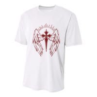 Gothic Cross And Wings Goth Egirl Eboy Emo Alt Youth Performance Sprint T-Shirt