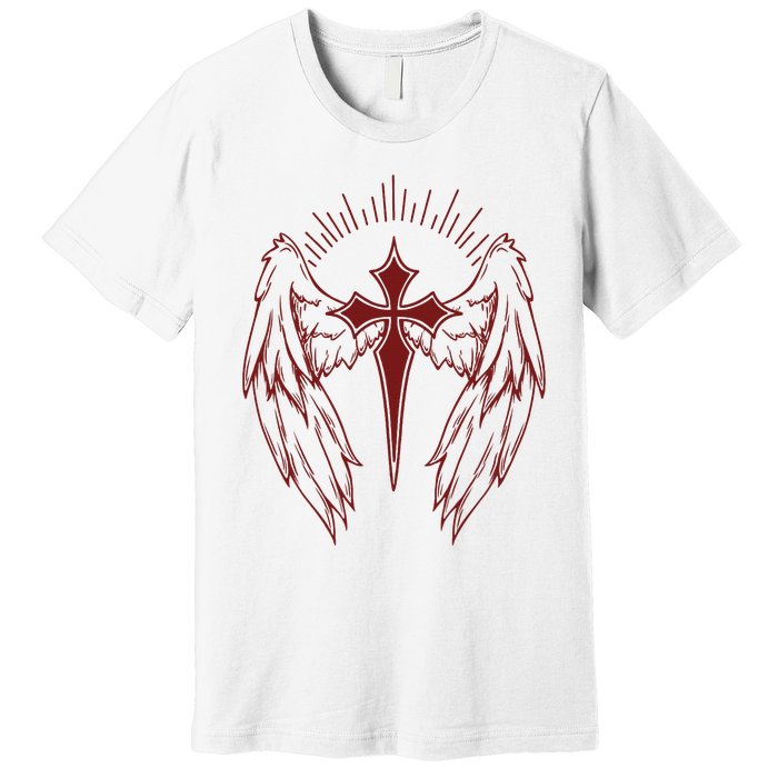 Gothic Cross And Wings Goth Egirl Eboy Emo Alt Premium T-Shirt