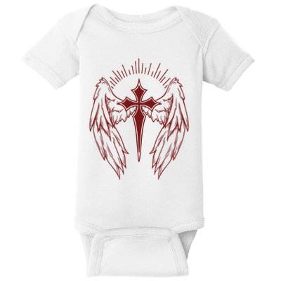 Gothic Cross And Wings Goth Egirl Eboy Emo Alt Baby Bodysuit