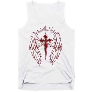 Gothic Cross And Wings Goth Egirl Eboy Emo Alt Tank Top