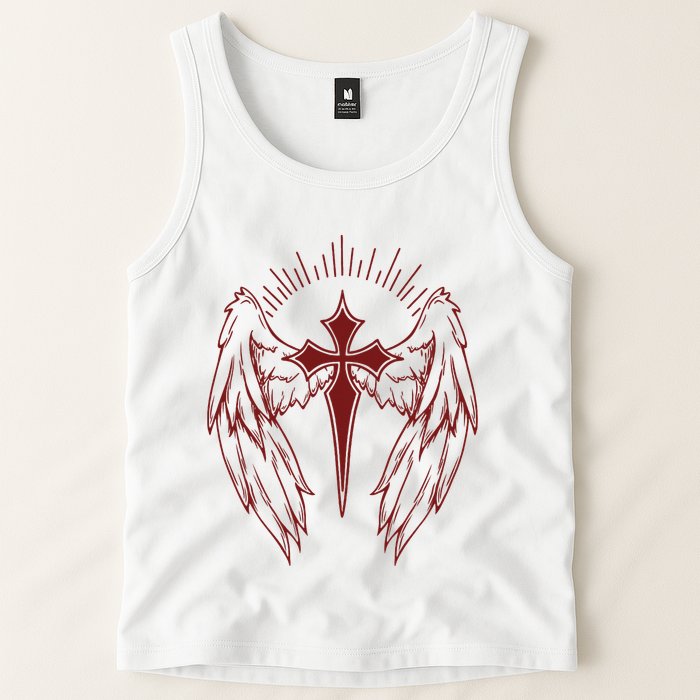 Gothic Cross And Wings Goth Egirl Eboy Emo Alt Tank Top