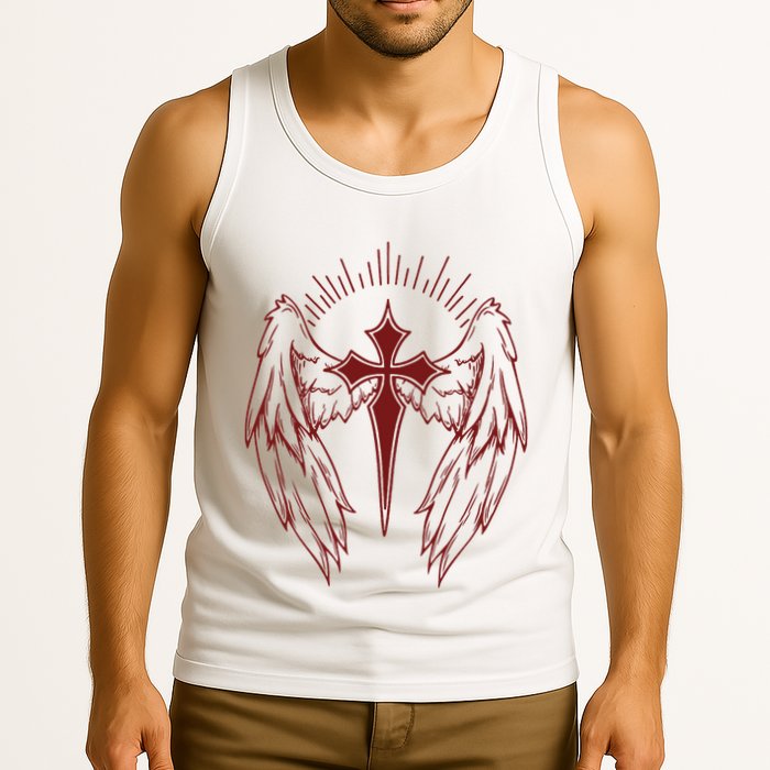 Gothic Cross And Wings Goth Egirl Eboy Emo Alt Tank Top