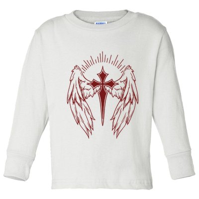 Gothic Cross And Wings Goth Egirl Eboy Emo Alt Toddler Long Sleeve Shirt