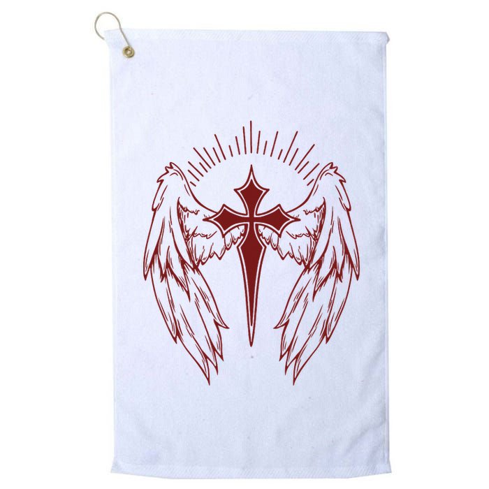 Gothic Cross And Wings Goth Egirl Eboy Emo Alt Golf Towel