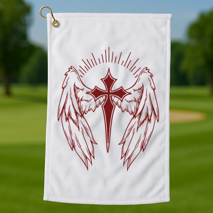 Gothic Cross And Wings Goth Egirl Eboy Emo Alt Golf Towel