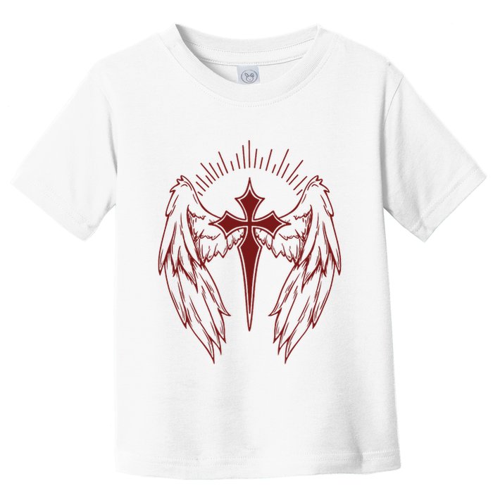 Gothic Cross And Wings Goth Egirl Eboy Emo Alt Toddler T-Shirt