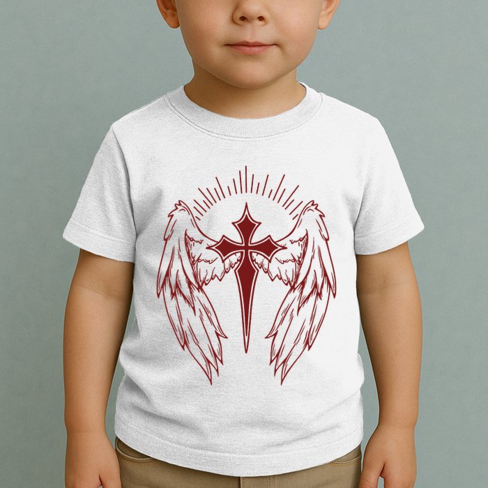 Gothic Cross And Wings Goth Egirl Eboy Emo Alt Toddler T-Shirt