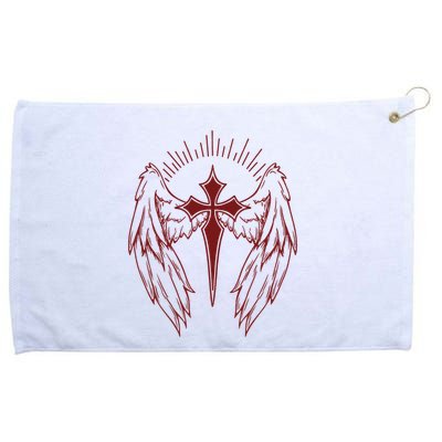 Gothic Cross And Wings Goth Egirl Eboy Emo Alt Grommeted Golf Towel