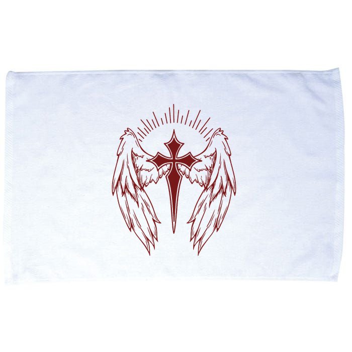 Gothic Cross And Wings Goth Egirl Eboy Emo Alt Microfiber Hand Towel