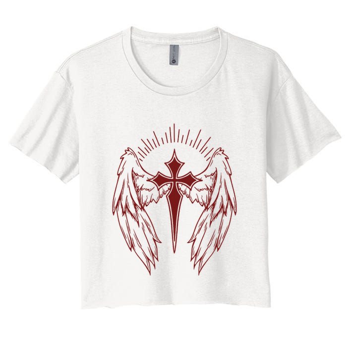 Gothic Cross And Wings Goth Egirl Eboy Emo Alt Crop Top