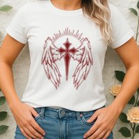 Gothic Cross And Wings Goth Egirl Eboy Emo Alt Womens T-Shirt