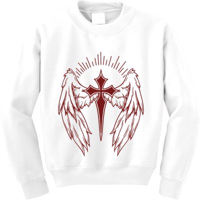 Gothic Cross And Wings Goth Egirl Eboy Emo Alt Kids Sweatshirt