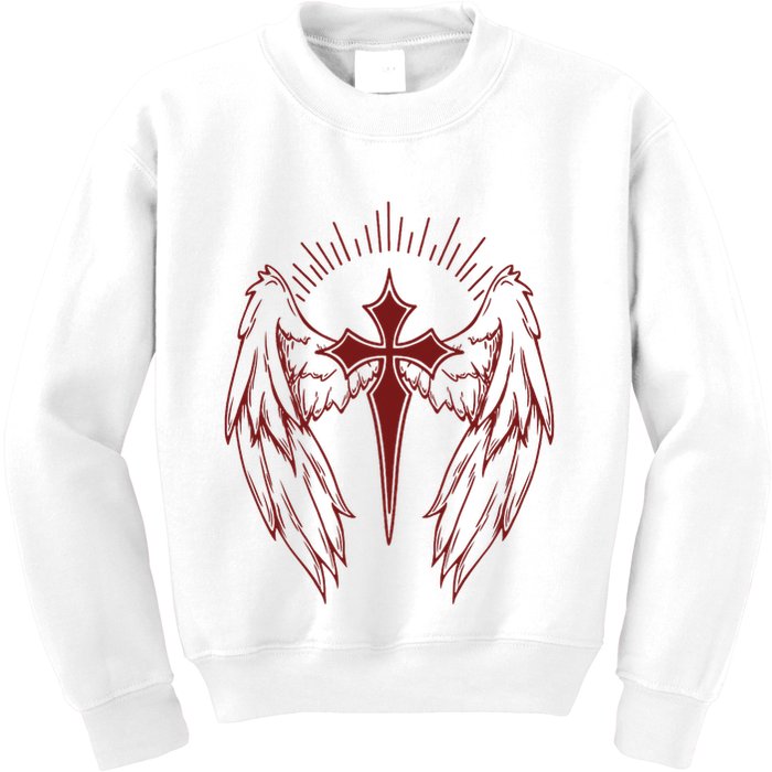 Gothic Cross And Wings Goth Egirl Eboy Emo Alt Kids Sweatshirt