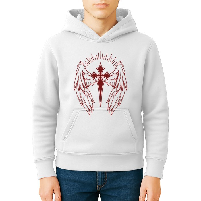Gothic Cross And Wings Goth Egirl Eboy Emo Alt Kids Hoodie