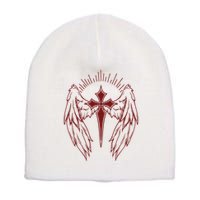 Gothic Cross And Wings Goth Egirl Eboy Emo Alt Short Acrylic Beanie