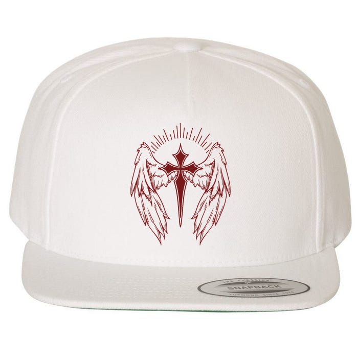 Gothic Cross And Wings Goth Egirl Eboy Emo Alt Wool Snapback Cap