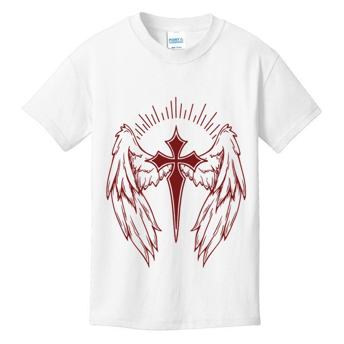 Gothic Cross And Wings Goth Egirl Eboy Emo Alt Kids T-Shirt