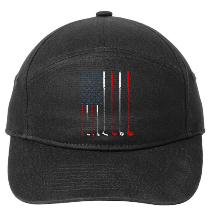 Golf Clubs American Flag 7-Panel Snapback Hat