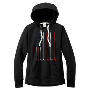 Golf Clubs American Flag Women's Fleece Hoodie