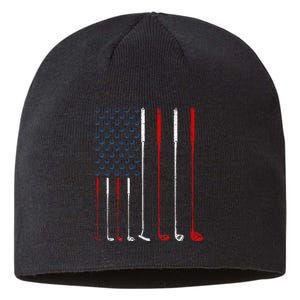 Golf Clubs American Flag Sustainable Beanie