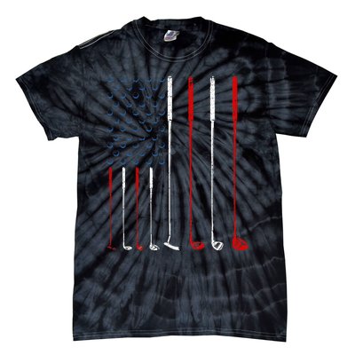 Golf Clubs American Flag Tie-Dye T-Shirt