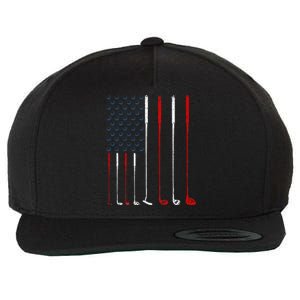 Golf Clubs American Flag Wool Snapback Cap