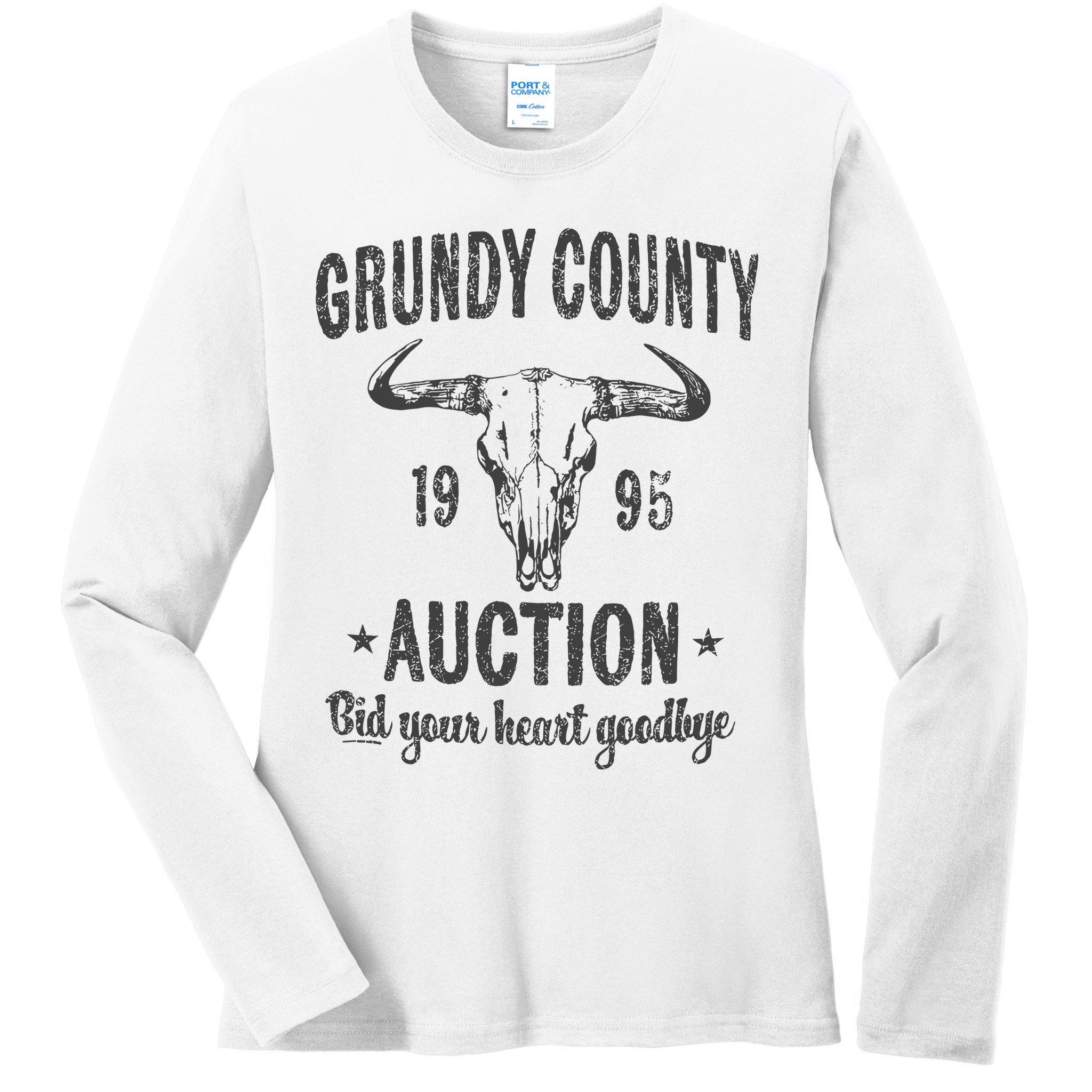 Grundy County Auction Vintage Inspired Concert Ladies Long Sleeve Shirt