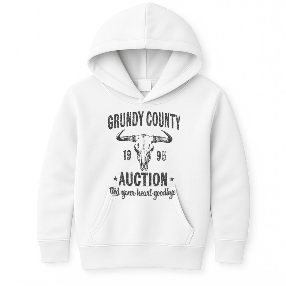 Grundy County Auction Vintage Inspired Concert Kids Hoodie