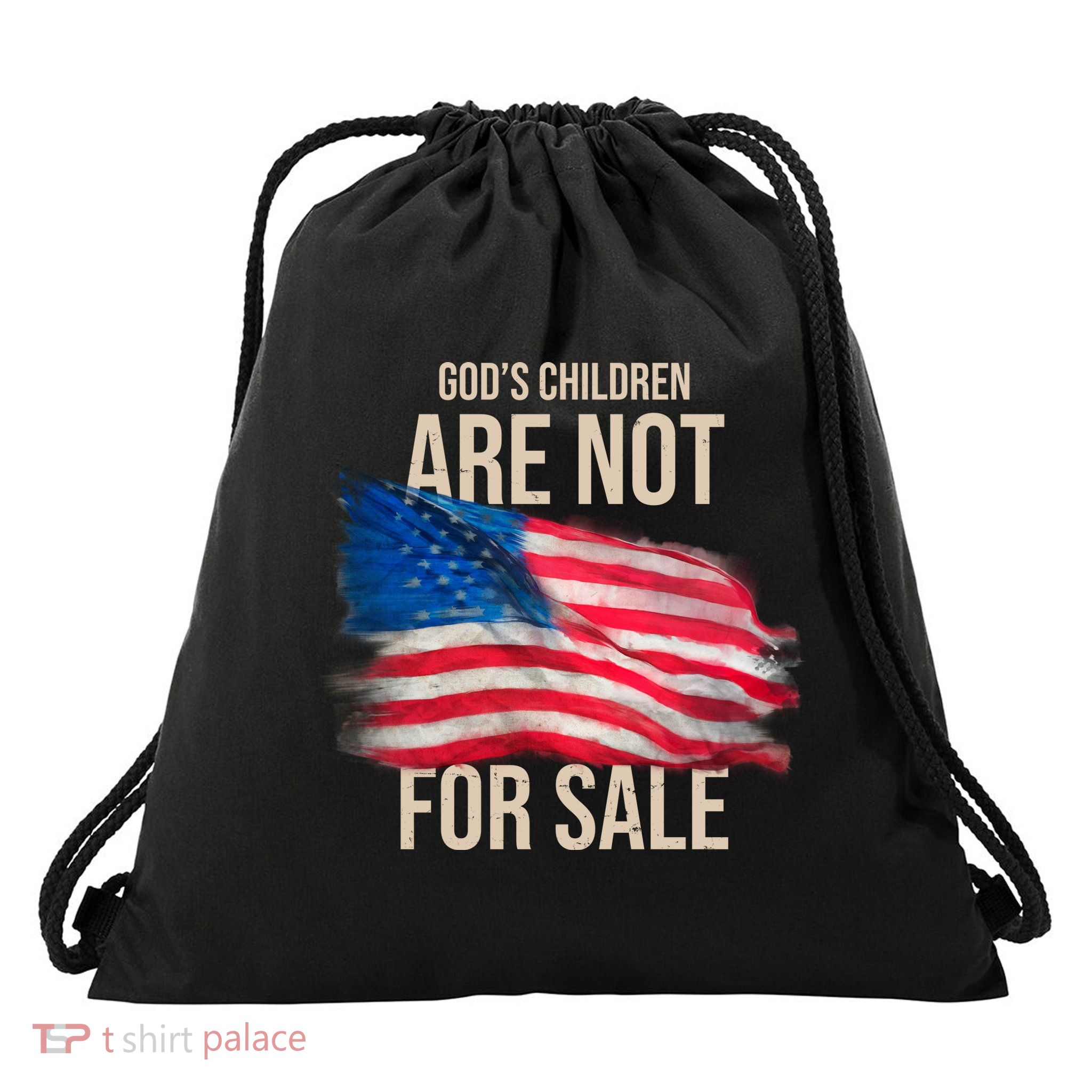Gods Children Are Not For Sale Usa Flag Drawstring Bag