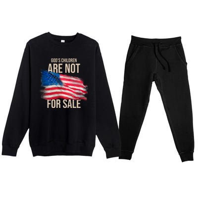 Gods Children Are Not For Sale Usa Flag Premium Crewneck Sweatsuit Set