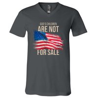 Gods Children Are Not For Sale Usa Flag V-Neck T-Shirt