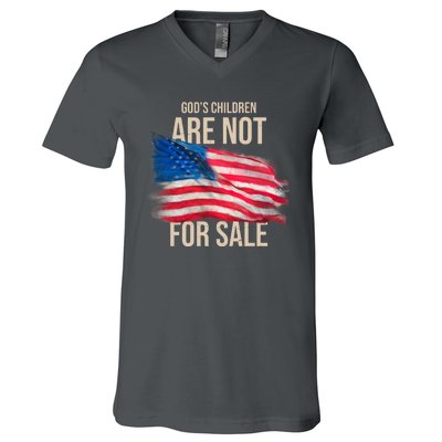 Gods Children Are Not For Sale Usa Flag V-Neck T-Shirt