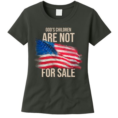 Gods Children Are Not For Sale Usa Flag Womens T-Shirt