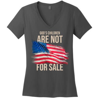 Gods Children Are Not For Sale Usa Flag Women's V-Neck T-Shirt