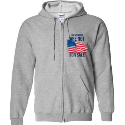 Gods Children Are Not For Sale Usa Flag Full Zip Hoodie