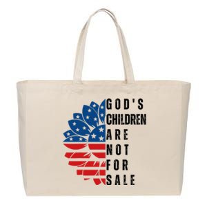 Gods Children Are Not For Sale Funny Political Gift For Men Women Cotton Canvas Jumbo Tote