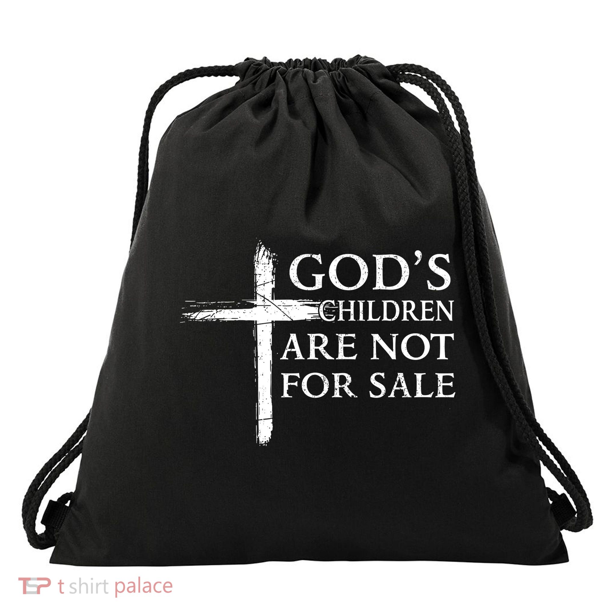 Gods Children Are Not For Sale Cross Christian Drawstring Bag