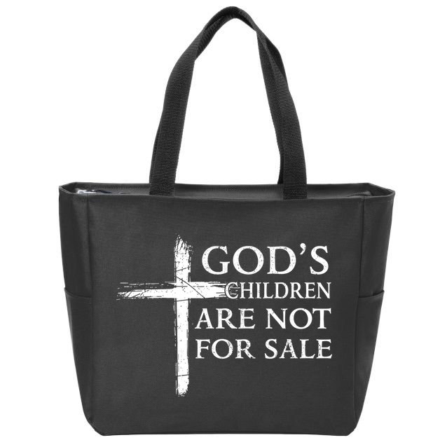 Gods Children Are Not For Sale Cross Christian Zip Tote Bag