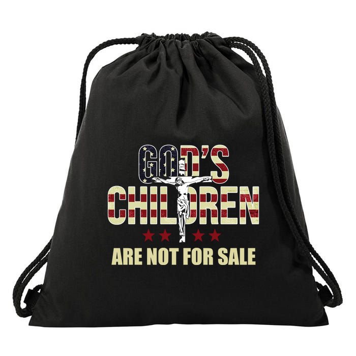 Gods Children Are Not For Sale Cross Usa Drawstring Bag