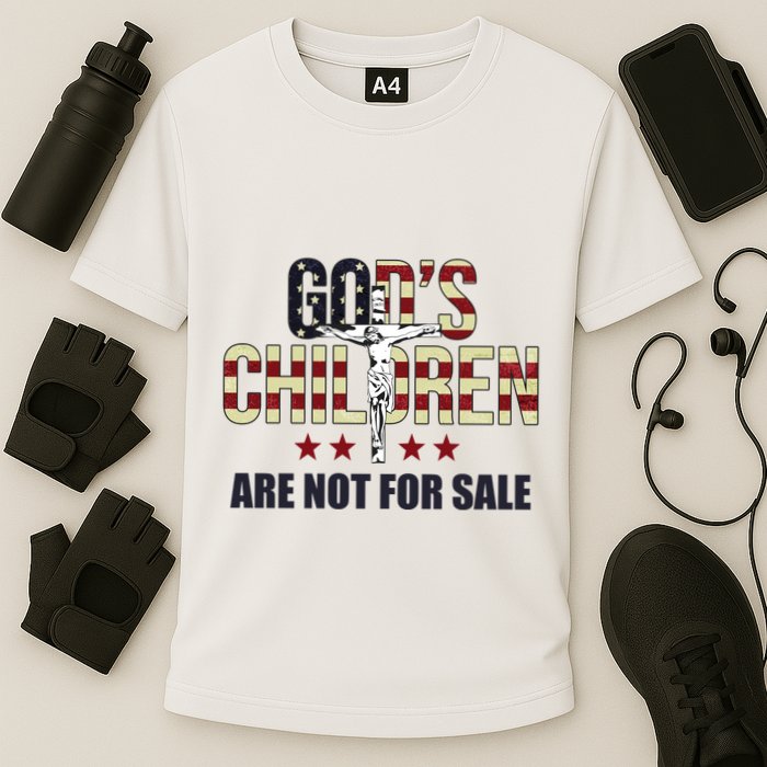 Gods Children Are Not For Sale Cross Usa Cooling Performance Crew T-Shirt